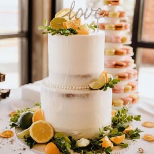 Wedding cake with citrus decorations